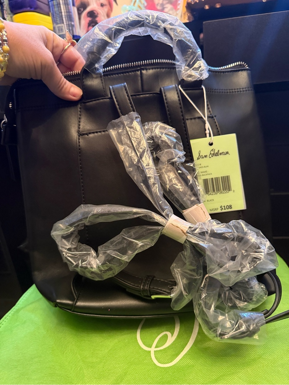 Sam Edelman Black Leather Backpack Satchel